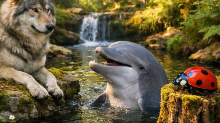 Ulv, Delfin og Mariehøne